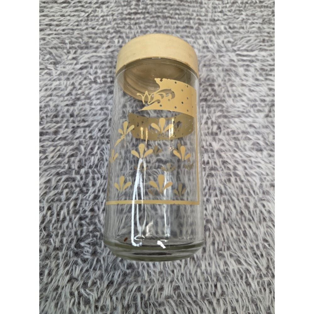 2 Retro Tan Design Glass Shakers with Plastic Lid 5" Tall